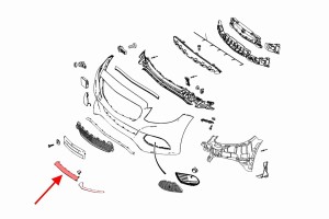 MERCEDES C-CLASS W205 2014-2018 LISTWA PRZEDNIEGO ZDERZAKA ŚRODKOWA CZARNA A2058852700