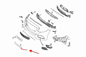 MERCEDES C-CLASS W205 2014-2018 LISTWA PRZEDNIEGO ZDERZAKA LEWA CZARNA A2058852500