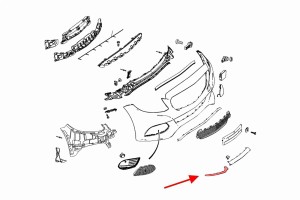 MERCEDES C-CLASS W205 2014-2018 LISTWA PRZEDNIEGO ZDERZAKA PRAWA CZARNA A2058852600