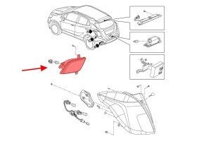 OPEL MOKKA I A J13 2012-2016 PRZED FACELIFTINGIEM LAMPA PRZECIWMGIELNA TYLNA PRAWA 95418172