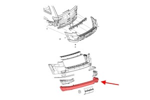 JEEP GRAND CHEROKEE IV WK2 2010-2021 SPOILER TYLNEGO ZDERZAKA POJEDYNCZY WYDECH 68111467AA