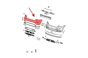 JEEP GRAND CHEROKEE IV WK2 2017-2021 PO DRUGIM FACELIFTINGU ZDERZAK PRZEDNI GÓRNY BEZ PDC ZE SPRYSKIWACZAMI 68333496AA