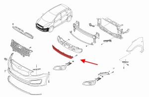 KIA CEED II JD 2015-2018 PO FACELIFTINGU KRATKA ŚRODKOWA ZDERZAKA 86560A2600