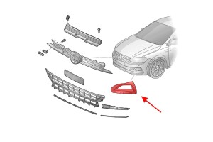 VOLKSWAGEN POLO MK6 VI AW 2017-2021 PRZED FACELIFTINGIEM RAMKA LAMPY PRZECIWMGIELNEJ KRATKA ZDERZAKA PRZEDNIA LEWA 2G0853665G