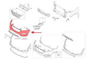 HYUNDAI TUCSON III TL 2015-2018 PRZED LIFTINGIEM ZDERZAK PRZEDNI GÓRNY Z PDC 86511D7000
