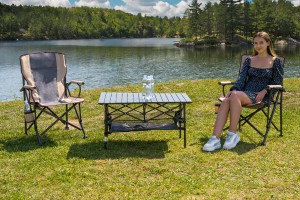 SKŁADANY FOTEL TURYSTYCZNY Z OPARCIEM SZARY