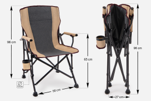 SKŁADANY FOTEL TURYSTYCZNY Z OPARCIEM SZARY