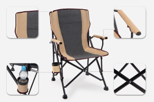 SKŁADANY FOTEL TURYSTYCZNY Z OPARCIEM SZARY