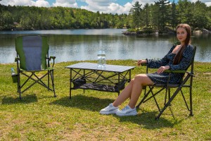 SKŁADANY FOTEL TURYSTYCZNY Z OPARCIEM ZIELONY