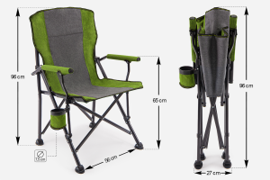SKŁADANY FOTEL TURYSTYCZNY Z OPARCIEM ZIELONY