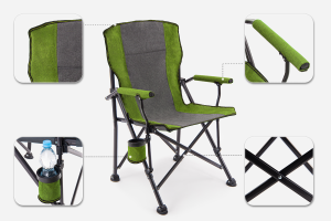 SKŁADANY FOTEL TURYSTYCZNY Z OPARCIEM ZIELONY