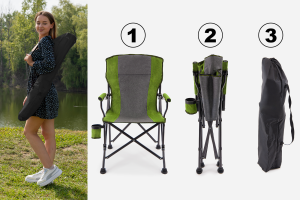 SKŁADANY FOTEL TURYSTYCZNY Z OPARCIEM ZIELONY
