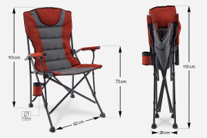 SKŁADANY FOTEL TURYSTYCZNY Z OPARCIEM SZARO-BORDOWY