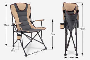 SKŁADANY FOTEL TURYSTYCZNY Z OPARCIEM SZARY