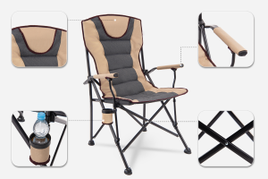 SKŁADANY FOTEL TURYSTYCZNY Z OPARCIEM SZARY