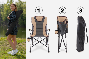 SKŁADANY FOTEL TURYSTYCZNY Z OPARCIEM SZARY