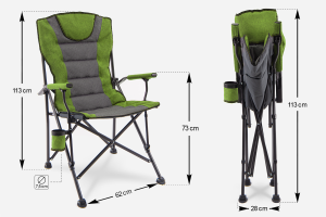 SKŁADANY FOTEL TURYSTYCZNY Z OPARCIEM SZARO-ZIELONY