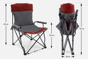 SKŁADANE KRZESŁO TURYSTYCZNE Z OPARCIEM SZARO-BORDOWE