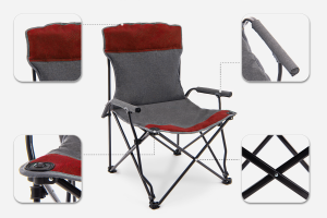 SKŁADANE KRZESŁO TURYSTYCZNE Z OPARCIEM SZARO-BORDOWE