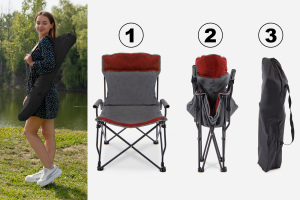 SKŁADANE KRZESŁO TURYSTYCZNE Z OPARCIEM SZARO-BORDOWE