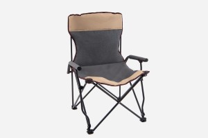SKŁADANE KRZESŁO TURYSTYCZNE Z OPARCIEM SZARO-BEŻOWE