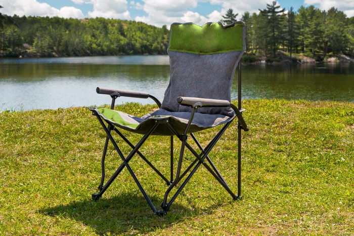 SKŁADANE KRZESŁO TURYSTYCZNE Z OPARCIEM SZARO-ZIELONE