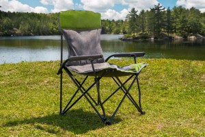 SKŁADANE KRZESŁO TURYSTYCZNE Z OPARCIEM SZARO-ZIELONE