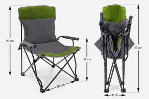 SKŁADANE KRZESŁO TURYSTYCZNE Z OPARCIEM SZARO-ZIELONE