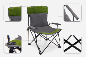 SKŁADANE KRZESŁO TURYSTYCZNE Z OPARCIEM SZARO-ZIELONE