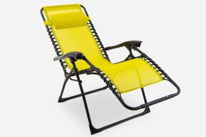 SKŁADANY LEŻAK Z PODNÓŻKIEM I ZAGŁÓWKIEM ŻÓŁTY