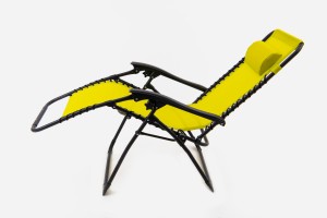 SKŁADANY LEŻAK Z PODNÓŻKIEM I ZAGŁÓWKIEM ŻÓŁTY