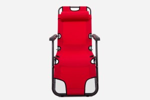 SKŁADANY LEŻAK Z PODNÓŻKIEM I ZAGŁÓWKIEM CZERWONY