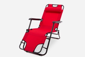 SKŁADANY LEŻAK Z PODNÓŻKIEM I ZAGŁÓWKIEM CZERWONY