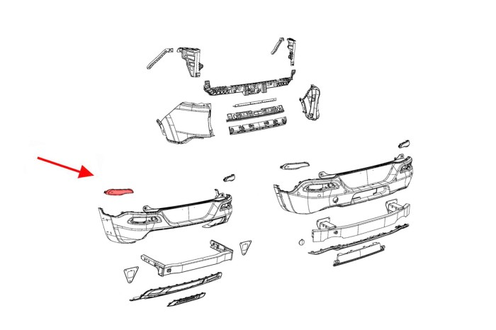 JEEP CHEROKEE V KL 2014-2018 PRZED LIFTINGIEM ODBLASK TYLNA LAMPA PRZECIWMGIELNA LEWA 68102877AD