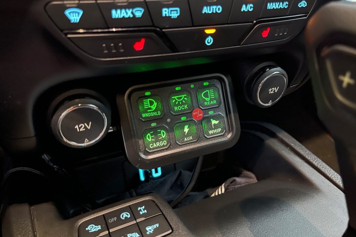 JEEP WRANGLER JK JL ZESPÓŁ PRZEŁĄCZNIKÓW OFFROAD LED PANEL 6 PRZEWODÓW