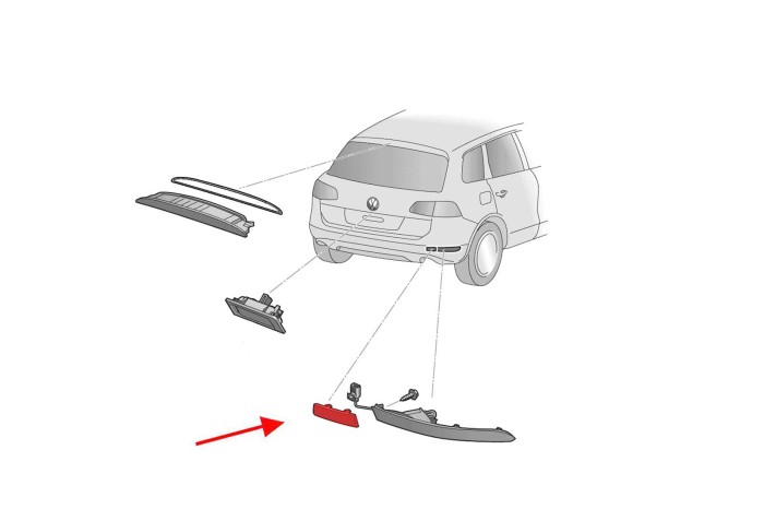 VOLKSWAGEN TOUAREG II 7P 2014-2018 PO FACELIFTINGU ODBLASK TYLNEGO ZDERZAKA PRAWY 7P6945106A