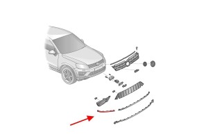VOLKSWAGEN TOUAREG II 7P 2014-2018 PO FACELIFTINGU CHROMOWANA LISTWA PRZEDNIEGO ZDERZAKA PRAWA 7P68532533ZZ
