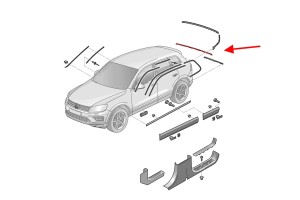 VOLKSWAGEN TOUAREG II 7P 2014-2018 PO FACELIFTINGU CHROMOWANA LISTWA TYLNEGO ZDERZAKA ŚRODKOWA 7P685383
