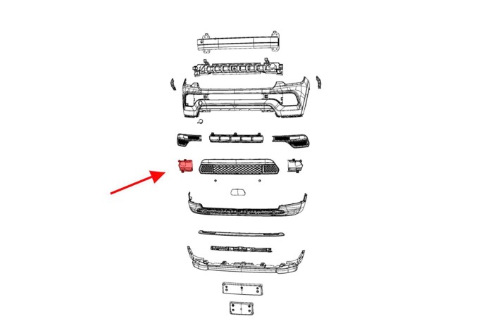 JEEP COMPASS II MP 2020+ PO FACELIFTINGU ZAŚLEPKA PRZEDNIEGO ZDERZAKA PRAWA 68493437AA