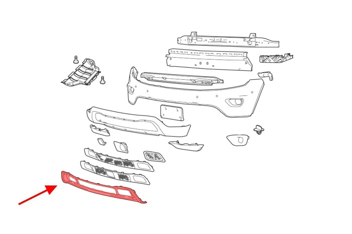 JEEP GRAND CHEROKEE IV WK2 2017-2021 PO LIFTINGU CZARNA NAKŁADKA KRATKI PRZEDNIEGO ZDERZAKA 68310779AA