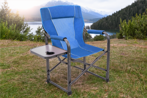 SKŁADANE KRZESŁO TURYSTYCZNE ZE STOLIKIEM NA NAPOJE NIEBIESKIE