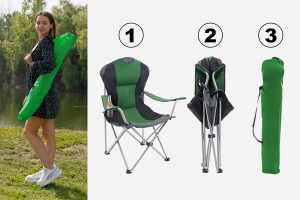 SKŁADANE KRZESŁO TURYSTYCZNE CZARNO-ZIELONE