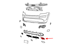 JEEP GRAND CHEROKEE IV WK2 SRT 2014-2017 PO FACELIFTINGU KRATKA ZAŚLEPKA ZDERZAKA POD LAMPĘ PRZECIWMGIELNĄ LEWA 68158581AA