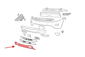 JEEP GRAND CHEROKEE IV WK2 2014-2017 PO PIERWSZYM LIFTINGU CZARNA RAMKA DOLNEJ KRATKI ZDERZAKA 68143070AD