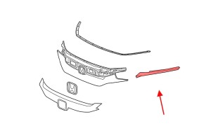 HONDA CIVIC X 2019-2021 PO FACELIFTINGU LISTWA GRILLA LEWA CZARNA 71129TEGA51