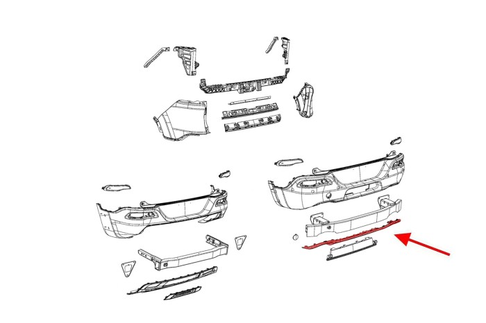 JEEP CHEROKEE V KL 2014-2018 PRZED FACELIFTINGIEM SPOILER TYLNEGO ZDERZAKA CZARNY 1 WYDECH 68210025AA