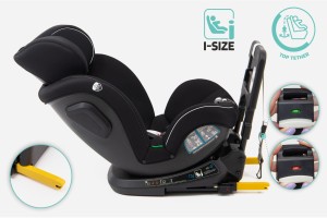 FOTELIK SAMOCHODOWY OBROTOWY 360° CZARNY 40-150 CM i-Size R129 + ISOFIX