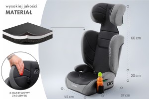 ANTONIO FOTELIK SAMOCHODOWY PODSTAWKA 2w1 I SIZE 100-150 CM R129