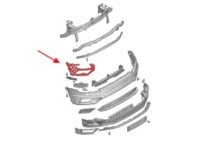 VOLKSWAGEN TIGUAN II R-LINE 2016+ ŚLIZG MOCOWANIE PRZEDNIEGO ZDERZAKA PRAWY 5NA807724A