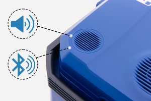 LODÓWKA TURYSTYCZNA IK-17-35L 35 L Z FUNKCJĄ GRZANIA DO +65° 12V USB 5V GŁOŚNIK BLUETOOTH NIEBIESKA + GRATIS